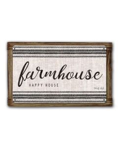 Farmhouse Wood Framed Vintage Sign, Home & Garden, Metal Sign, Wall Art, 16 X 10 Inches