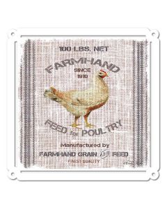 Grain Animal Chicken Vintage Sign, Home & Garden, Metal Sign, Wall Art, 17 X 17 Inches
