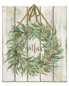 Wreath Sage GATHER Vintage Sign, Home & Garden, Metal Sign, Wall Art, 20 X 25 Inches