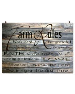 SIGN Farm Rules Vintage Sign, Home & Garden, Metal Sign, Wall Art, 18 X 13 Inches