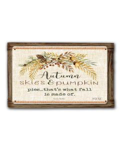 Fall Autumn Skies Wood Framed Vintage Sign, Home & Garden, Metal Sign, Wall Art, 16 X 10 Inches