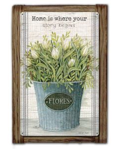 Home Is Where Wood Framed Vintage Sign, Home & Garden, Metal Sign, Wall Art, 18 X 26 Inches