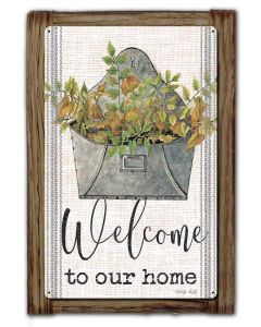 GAL Welcome Wood Framed Vintage Sign, Home & Garden, Metal Sign, Wall Art, 18 X 26 Inches
