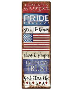PAT God Bless The USA Vintage Sign, Home & Garden, Metal Sign, Wall Art, 10 X 30 Inches