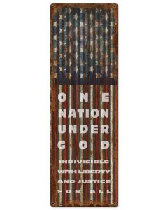 PAT One Nation Vintage Sign, Home & Garden, Metal Sign, Wall Art, 10 X 30 Inches