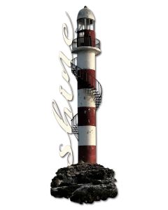 Coastal Lighthouse Cutout Vintage Sign, Home & Garden, Metal Sign, Wall Art, 10 X 30 Inches