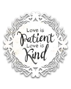 CIN107 - CR LOVE IS PATIENT Vintage Sign, Home & Garden, Metal Sign, Wall Art, 14 X 14 Inches