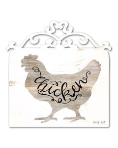 White Chicken Vintage Sign, Home & Garden, Metal Sign, Wall Art, 18 X 18 Inches