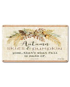Wood Grain Fall Autumn Skies Vintage Sign, Home & Garden, Metal Sign, Wall Art, 24 X 14 Inches