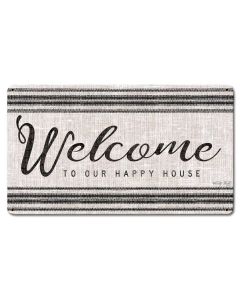 Wood Grain Welcome Vintage Sign, Home & Garden, Metal Sign, Wall Art, 24 X 14 Inches