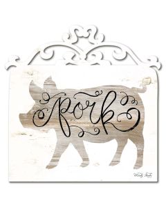 White Pork Vintage Sign, Home & Garden, Metal Sign, Wall Art, 17 X 17 Inches