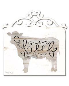 White Beef Vintage Sign, Barn and Country, Metal Sign, Wall Art, 17 X 17 Inches