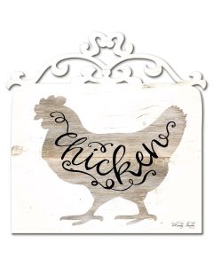 White Chicken Vintage Sign, Home & Garden, Metal Sign, Wall Art, 17 X 17 Inches
