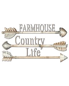 Arrows Farmhouse Country Life Vintage Sign, Home & Garden, Metal Sign, Wall Art, 28 X 16 Inches