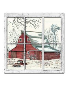 Winter Barn 11 3D Vintage Sign, Barn and Country, Metal Sign, Wall Art, 17 X 17 Inches