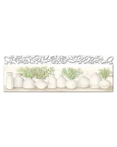 Vases White Vases Greenery Vintage Sign, Home & Garden, Metal Sign, Wall Art, 30 X 10 Inches