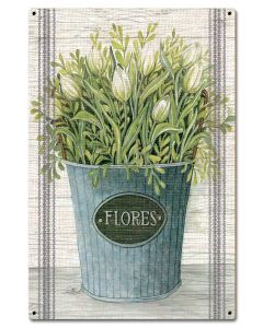 GAL Flores Vintage Sign, Home & Garden, Metal Sign, Wall Art, 16 X 24 Inches