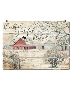 Barn Red Thankful Grateful Vintage Sign, Home & Garden, Metal Sign, Wall Art, 25 X 19 Inches