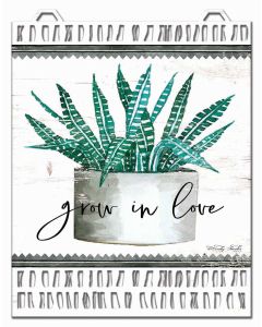 Aztec WH Pot Grow In Love RT Vintage Sign, Home & Garden, Metal Sign, Wall Art, 20 X 25 Inches