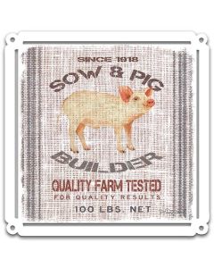 Grain Animal Pig Vintage Sign, Home & Garden, Metal Sign, Wall Art, 17 X 17 Inches