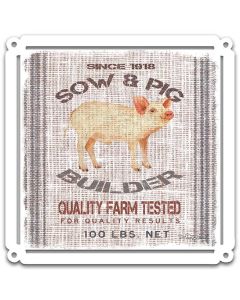 Grain Animal Pig Vintage Sign, Home & Garden, Metal Sign, Wall Art, 24 X 24 Inches