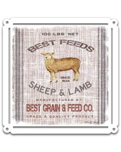 Grain Animal Sheep Vintage Sign, Home & Garden, Metal Sign, Wall Art, 17 X 17 Inches