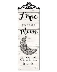 WHITE I Love You Moon SK Vintage Sign, Home & Garden, Metal Sign, Wall Art, 10 X 30 Inches