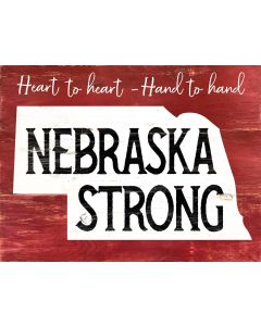 CIN256 - Nebraska Strong red heart to heart, Home & Garden, Metal Sign, Wall Art, 16 X 12 Inches