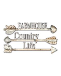 Arrows Farmhouse Country Life Vintage Sign, Home & Garden, Metal Sign, Wall Art, 14 X 8 Inches