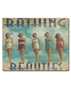 Bathing Beauties Vintage Sign, Automotive, Metal Sign, Wall Art, 24 X 16 Inches