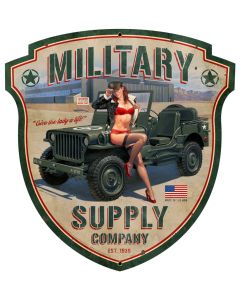 Military Supply Sield, Pinup Girls, Metal Sign, Wall Art,  X  Inches