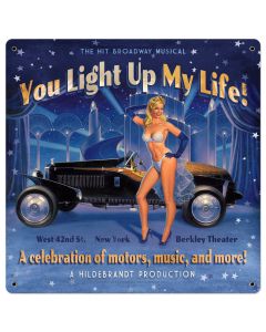 You Light Up My Life Vintage Sign, Pinup Girls, Metal Sign, Wall Art, 36 X 36 Inches