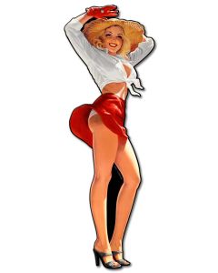 American Beauty Vintage Sign, Pinup Girls, Metal Sign, Wall Art, 8 X 22 Inches