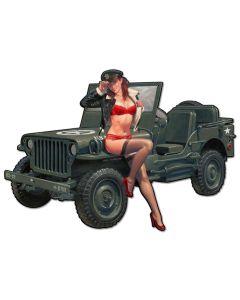 Willys Overland Vintage Sign, Pinup Girls, Metal Sign, Wall Art, 29 X 20 Inches