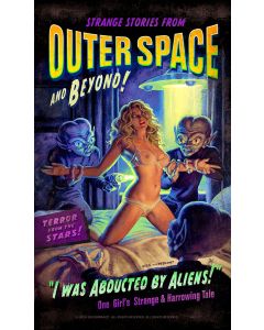 Alien Abduction Vintage Sign, Pinup Girls, Metal Sign, Wall Art, 8 X 14 Inches