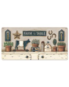 Farm To Table Vintage Sign, Automotive, Metal Sign, Wall Art, 24 X 12 Inches