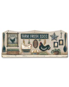 Farm Fresh Eggs Vintage Sign, Food & Drink, Metal Sign, Wall Art, 23 X 10 Inches
