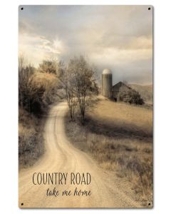 Country Road Take Me Home Vintage Sign, Automotive, Metal Sign, Wall Art, 16 X 24 Inches