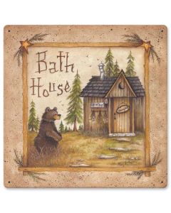 Bath House Bear Vintage Sign, Automotive, Metal Sign, Wall Art, 12 X 12 Inches