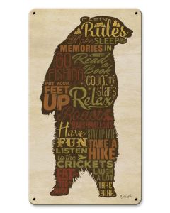 Cabin Rules Bear Vintage Sign, Home & Garden, Metal Sign, Wall Art, 8 X 14 Inches