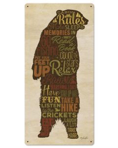 Cabin Rules Bear Vintage Sign, Home & Garden, Metal Sign, Wall Art, 12 X 24 Inches