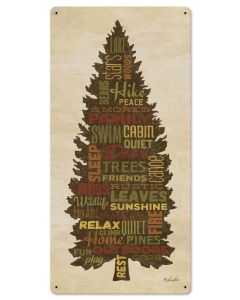 Tree Outdoor Words Vintage Sign, Automotive, Metal Sign, Wall Art, 12 X 24 Inches