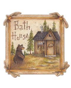 Bath House Bear Vintage Sign, Automotive, Metal Sign, Wall Art, 13 X 13 Inches