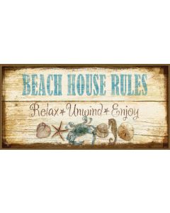 Beach House Rules Vintage Sign, Automotive, Metal Sign, Wall Art, 24 X 12 Inches