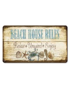 Beach House Rules Vintage Sign, Automotive, Metal Sign, Wall Art, 14 X 8 Inches