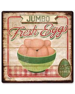 Jumbo Fresh Eggs Vintage Sign, Food & Drink, Metal Sign, Wall Art, 12 X 12 Inches