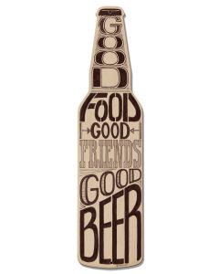 Good Food Friends Beer Vintage Sign, Man Cave, Metal Sign, Wall Art, 8 X 30 Inches