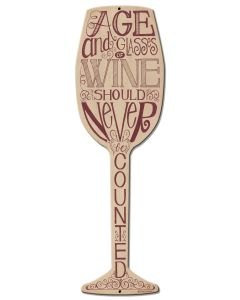 Age and Glasses of Wine Vintage Sign, Bar and Alcohol , Metal Sign, Wall Art, 8 X 30 Inches