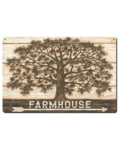 Farmhouse Tree Vintage Sign, Automotive, Metal Sign, Wall Art, 24 X 16 Inches