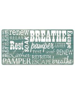Breathe Pamper Refresh Vintage Sign, Automotive, Metal Sign, Wall Art, 24 X 12 Inches